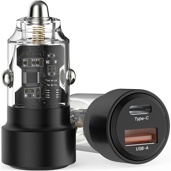 아이팝 클리어 60W 초고속 차량용 PD 충전기, 블랙