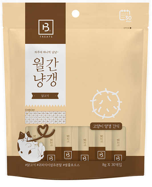 브리더랩 고양이 월간냥갱 닭고기 30개입, 1개, 240g, 닭고기맛