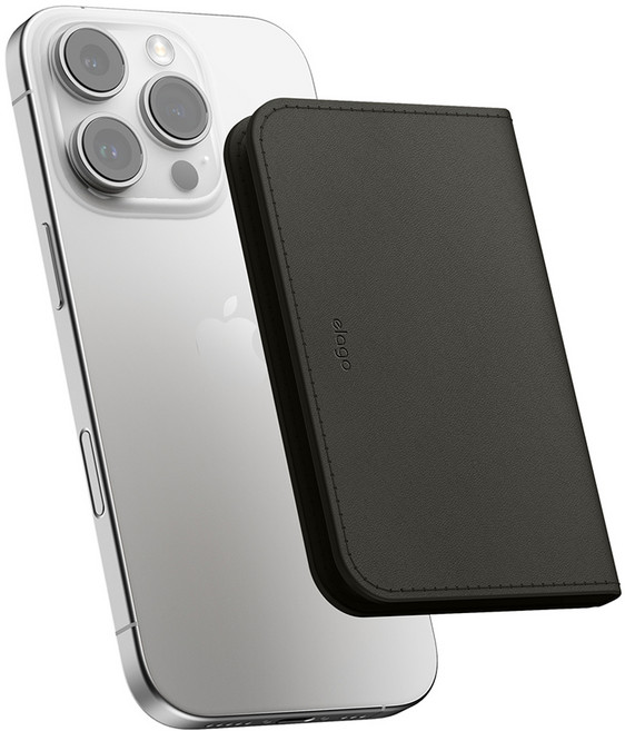 엘라고 맥세이프 가죽 카드지갑 케이스, 블랙, 1개