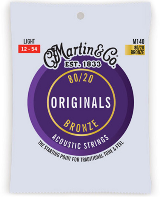 마틴 오리지널 80 20 브론즈 라이트 어쿠스틱 스트링, M140, 1개