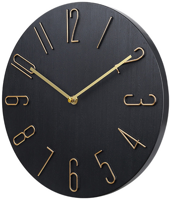 유럽감성 인테리어 무소음 벽시계, 블랙