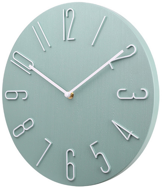 유럽감성 인테리어 무소음 벽시계, 민트
