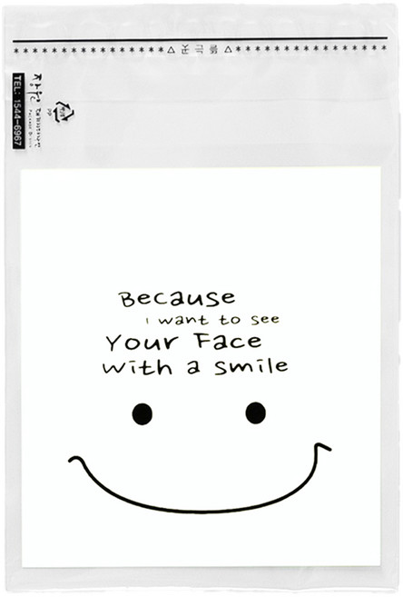 제이팩토리 쿠키포장 스마일 OPP 접착 비닐봉투 백색, 100개입, 1개