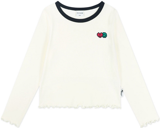 젤리스튜디오 여아용 라인 배색 골지 티셔츠