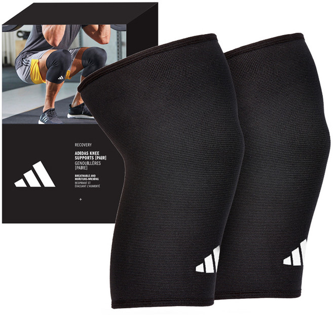 아디다스피트니스 퍼포먼스 무릎보호대 좌우세트, 1개, 블랙 + 화이트