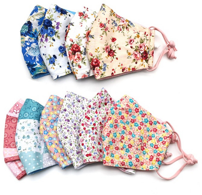 꽃무늬 나염 안감 메쉬 원단소재 끈조절가능 패션마스크 10p 세트
