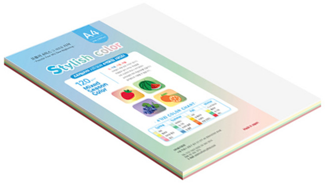 종이문화 스타일리쉬 얇은 혼합색지 120g 04 SS Winter, 40개, A4