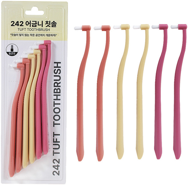 242 어금니 둥근모 칫솔, 6개입, 1세트