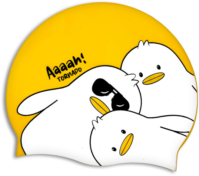 토네이도 실리콘 수모 디자인 수영모자 TSC2005, 옐로우, 1개
