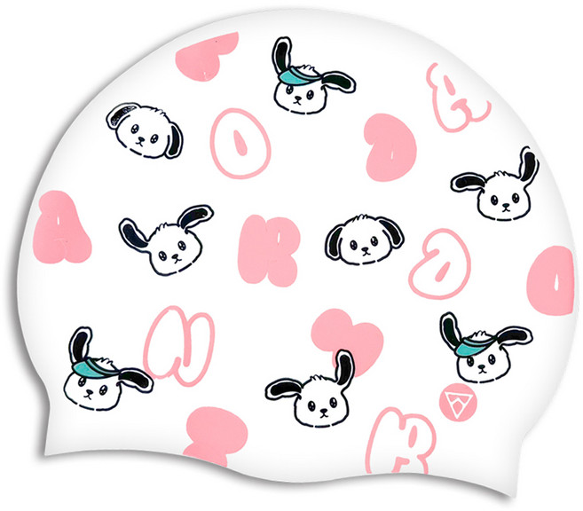 토네이도 실리콘 수모 디자인 수영모자 TSC2003, 화이트핑크, 1개