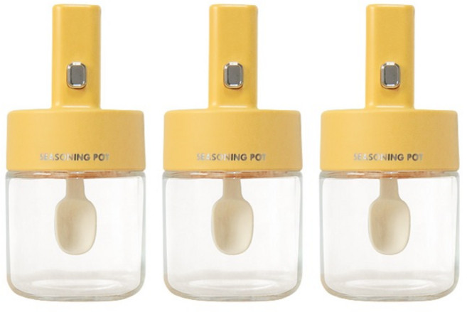 라임올리브 2단 스푼 양념통 YELLOW 275ml A105, 3개, 단품