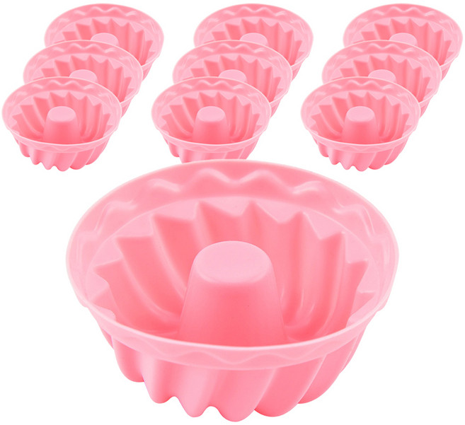 이홈베이킹 실리콘 베이킹컵 구겔호프, 핑크, 10개