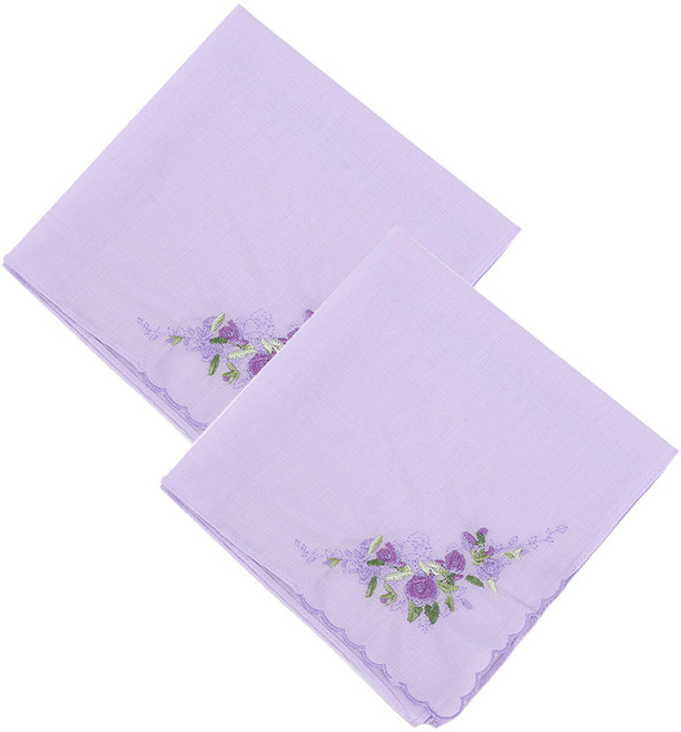 마더브띠 여성용 예쁜 꽃 자수 손수건 2p