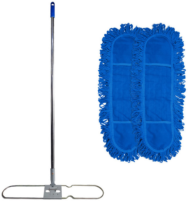 월드크린 고중량 리스킹걸레 블루 90cm 2p +리스킹판+스텐자루, 블루(걸레), 1세트