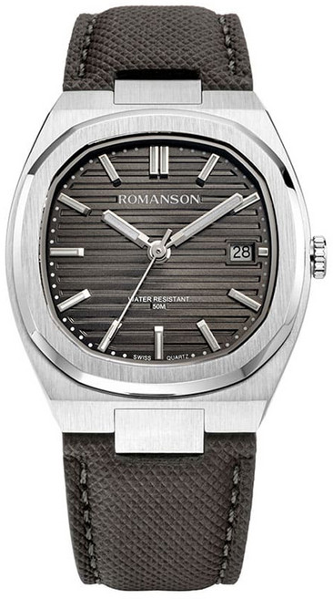 로만손 남성용 오디에 뉴 데이트 38 레더 시계 RWTLMM4BF008WHGR0