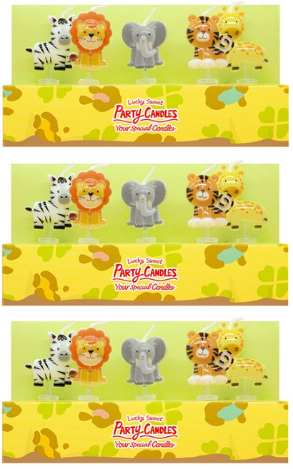 유어캔들 캐릭터 키즈 파티 케이크 사파리 파크 생일초, 혼합색상, 3개