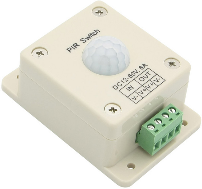 컴스 터미널 타입 동작감지 센서 모션센서 PIR 스위치 DC 12-60V 8A BB584, 1개