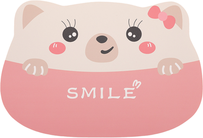 파이네스트원 애니멀 프랜즈 식탁 테이블 매트, 스마일 핑크 베어, 1개, 45 x 30 cm