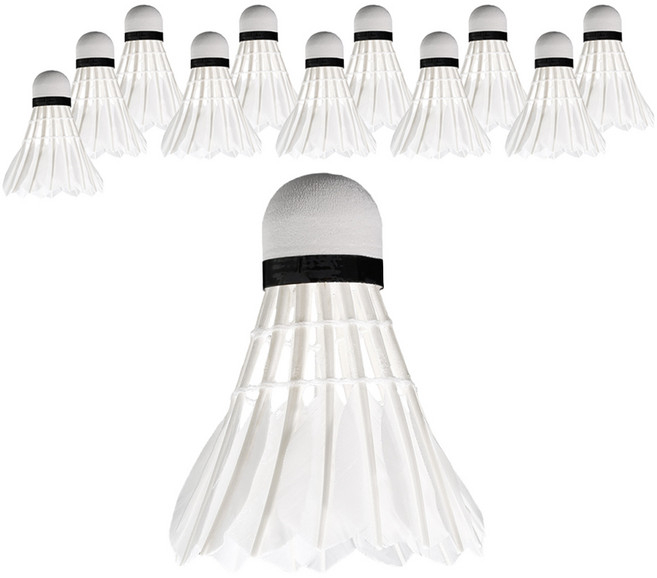 마메 레저용 거위털 셔틀콕, White, 12개입, 1세트