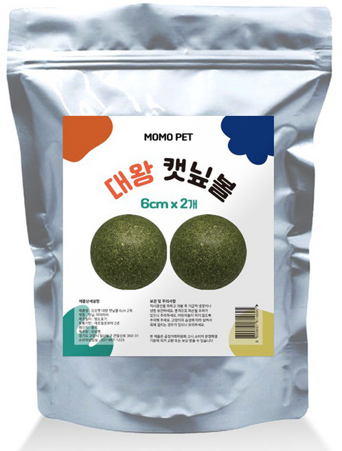 모모펫 대왕 캣닢볼 고양이 장난감 6cm 2p, 1개