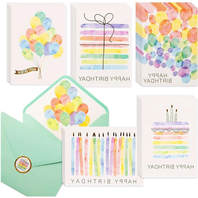 꼬까 생일 축하 카드 5종 6p + 봉투 6p, 혼합색상, 1세트