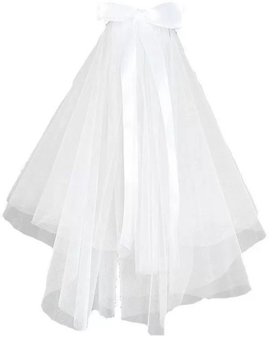 플로우코드 브라이덜샤워 소품 웨딩 면사포, 화이트, 1개