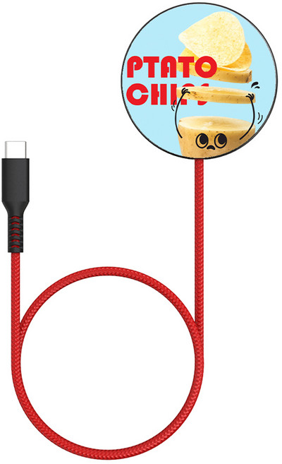 아우라플로 노바 Qi2 맥세이프 호환 15W 싱글 무선 충전 케이블, 포테이토 칩, 1개