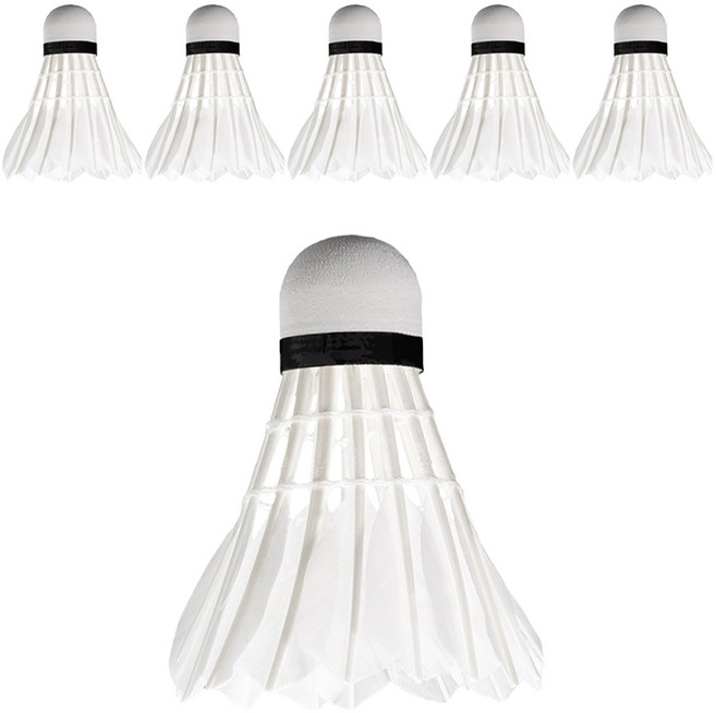 마메 레저용 거위털 셔틀콕, White, 6개입, 1세트