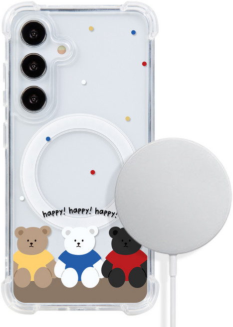 유스픽 곰세마리 맥세이프 사면보호 젤하드 휴대폰 케이스