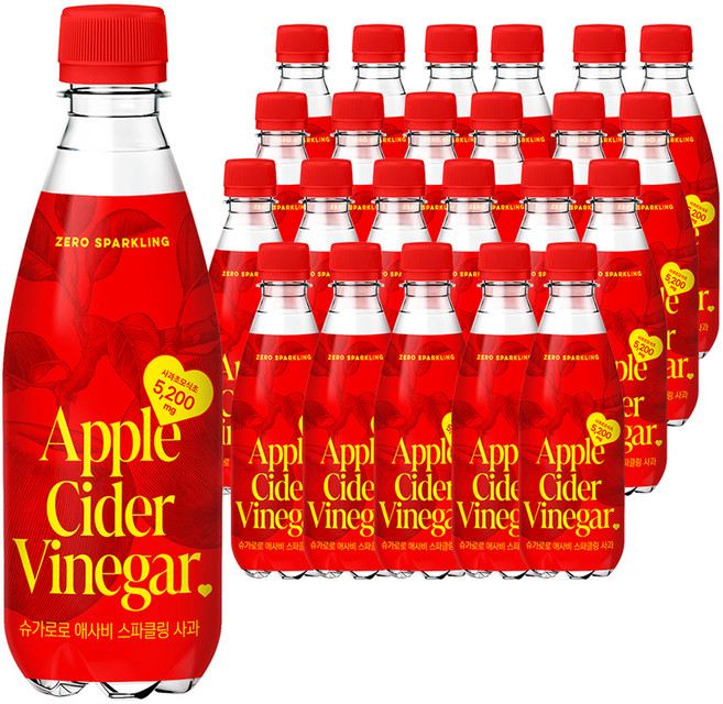 슈가로로 애사비 스파클링 사과, 350ml, 24개