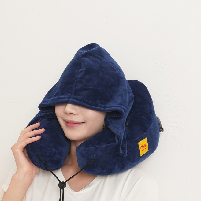 루디크 큐후드 H형 기내용 여행용 에어쿠션 목베개 + 파우치 세트