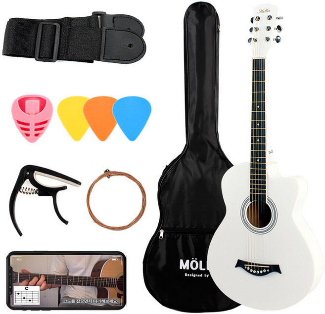 뮐러악기 입문용 통기타 풀세트, MAG-100, 화이트, 1개