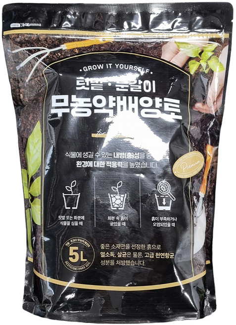 데일드 텃밭 분갈이 무농약 배양토, 1개, 5L