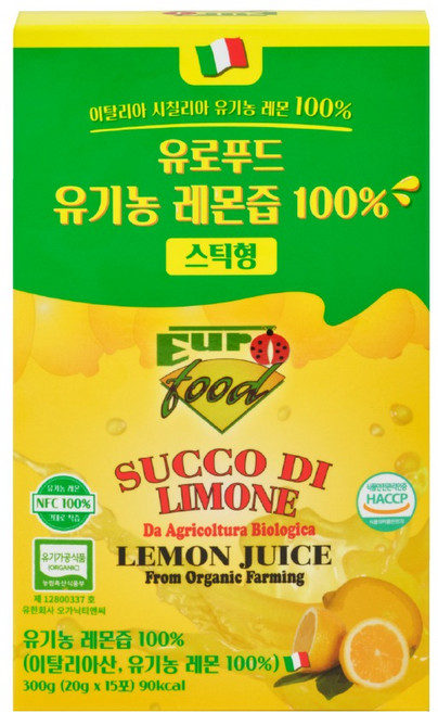 유로푸드 유기농 레몬즙 100% 스틱형 15p, 300g, 1개