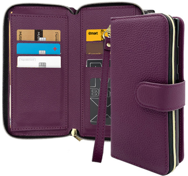 까미또 팔렛 천연 소가죽 지퍼 월렛 다이어리형 휴대폰 케이스