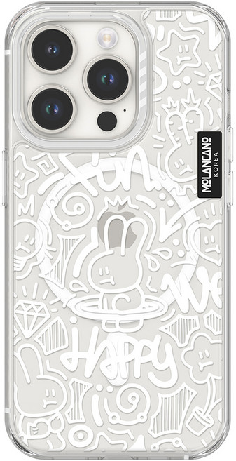 모란카노 크리스탈 맥세이프 투명 라인아트 디자인 휴대폰 케이스