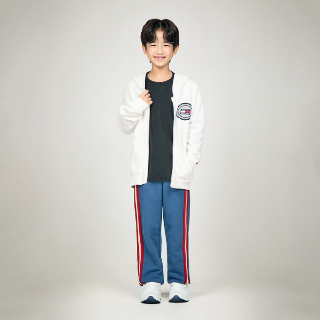 타미힐피거 남아용 스탬프 로고 면 후드 집업