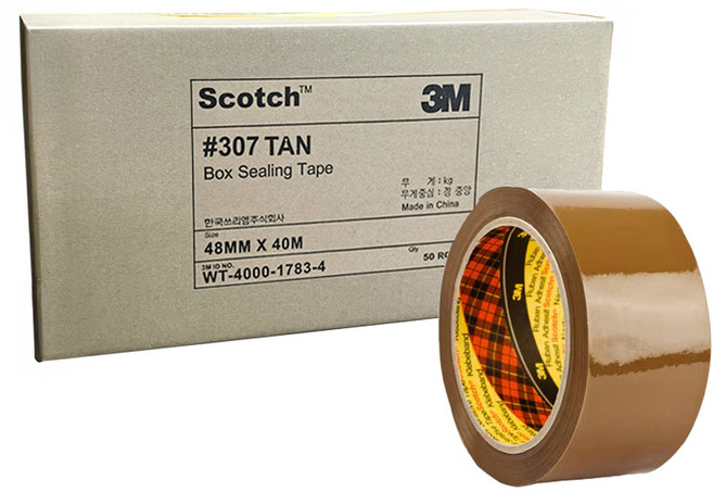 스카치 쓰리엠 307 아크릴 박스 테이프 48mm x 40m 황색, 50개