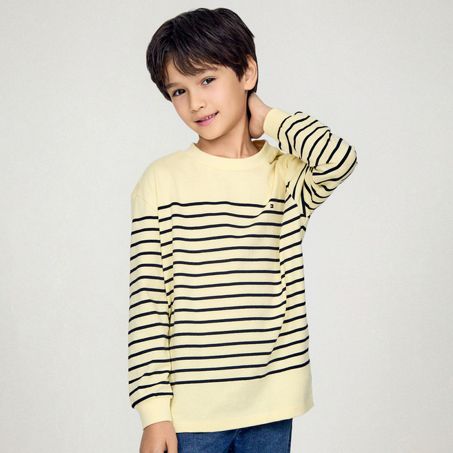 타미힐피거 남아용 스트라이프 면 티셔츠