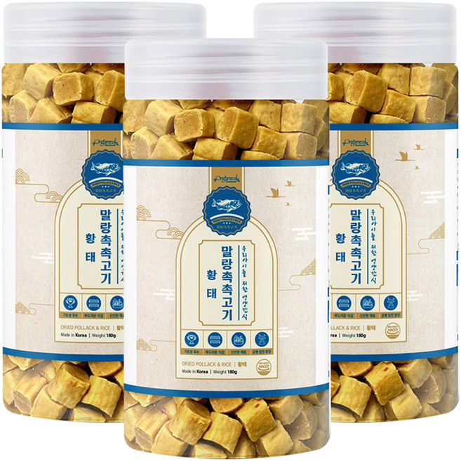 올가밀 강아지 말랑촉촉고기 트릿, 황태, 180g, 3개