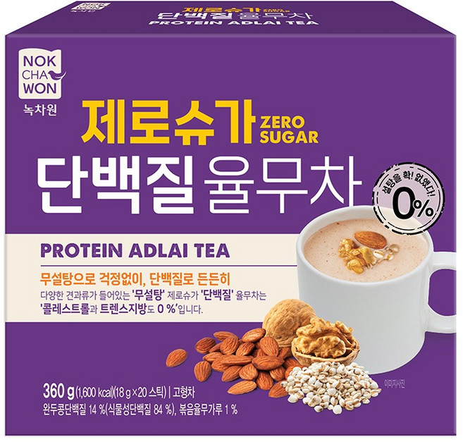 녹차원 제로슈가 단백질 율무차, 1개, 20개입, 18g