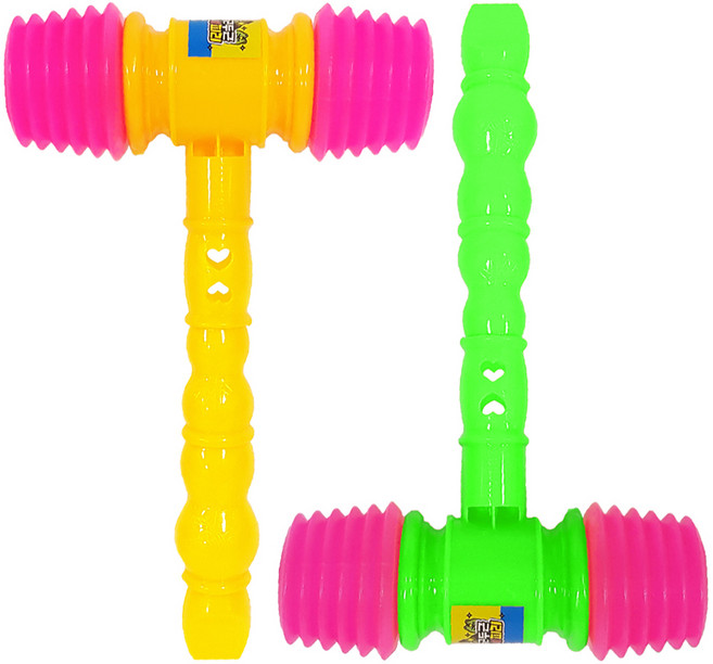 아가플러스 필릴리 피리 핸들 뿅망치 2종 세트, 옐로우, 그린, 1세트