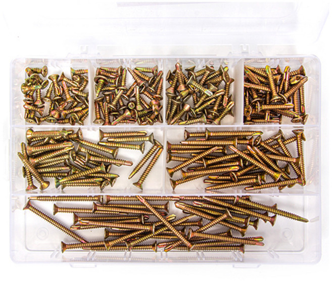 지오비즈 황색 접시머리 직결피스 7종 210개 + 휴대용 케이스, 1세트