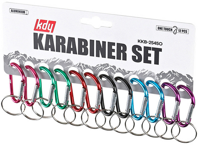 케이디와이 원터치 카라비너 6종 x 2p 세트 KKB-2545O, 혼합색상, 1세트
