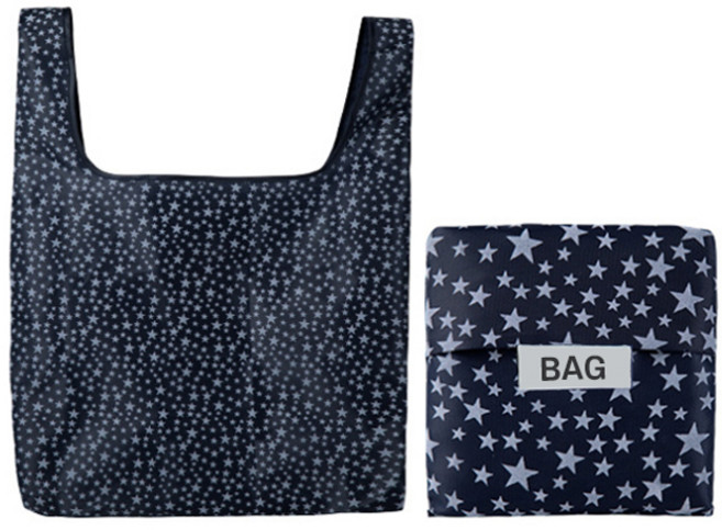 뷰레이터닷컴 아론 포켓 에코 접이식 시장가방 10 x10 cm, 네이비 + 화이트스타, 2개