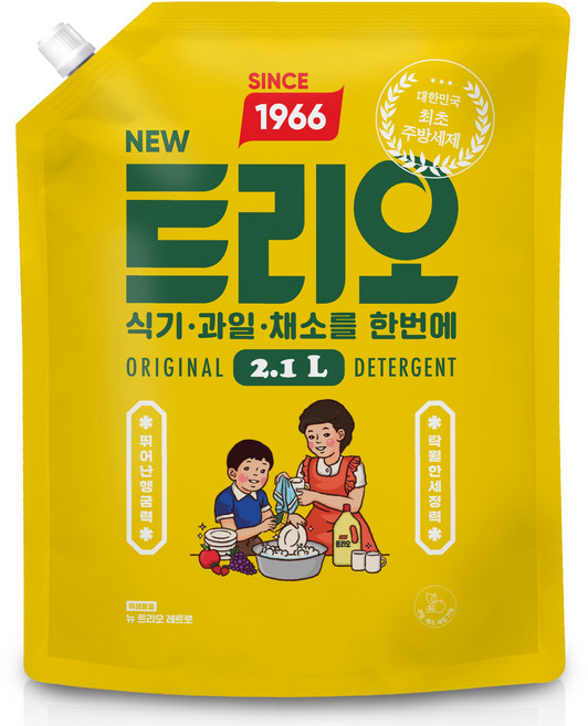 트리오 뉴 레트로 주방세제 리필, 2.1L, 1개