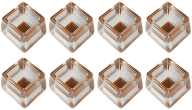 올하이 가구 테이블 고급 두꺼운 TPE 소음 미끄럼방지 의자발 커버 투명 정사각형, 8개