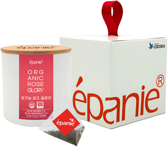 epanie 玫瑰花茶包+圓筒外盒+絲帶包裝盒組, 1.5克, 10入, 1組