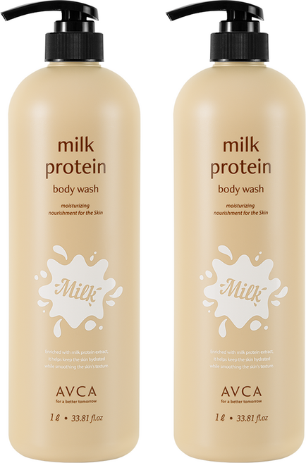아브카 밀크 단백질 산양유 바디워시 베이비파우더향, 1L, 2개