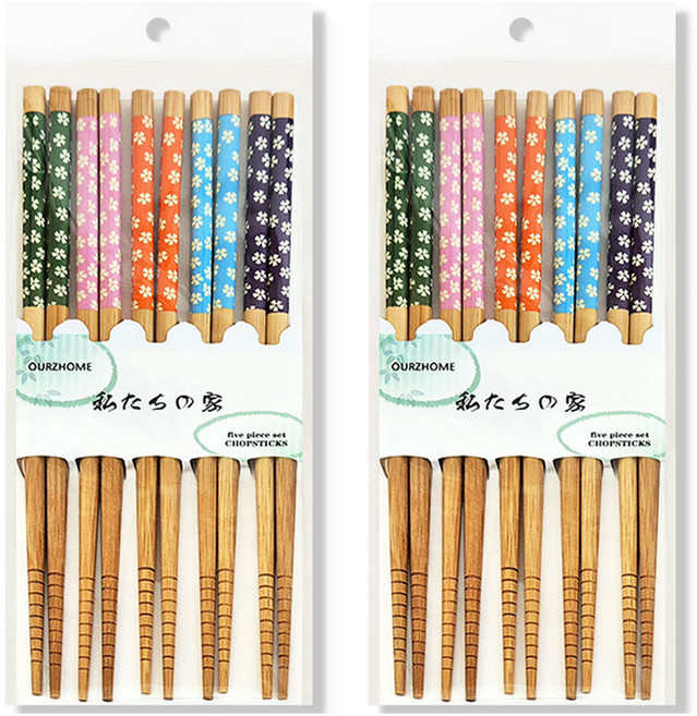글로벌티엔티 일본식 대나무 고급 젓가락 세트, 블러썸, 5종, 2세트